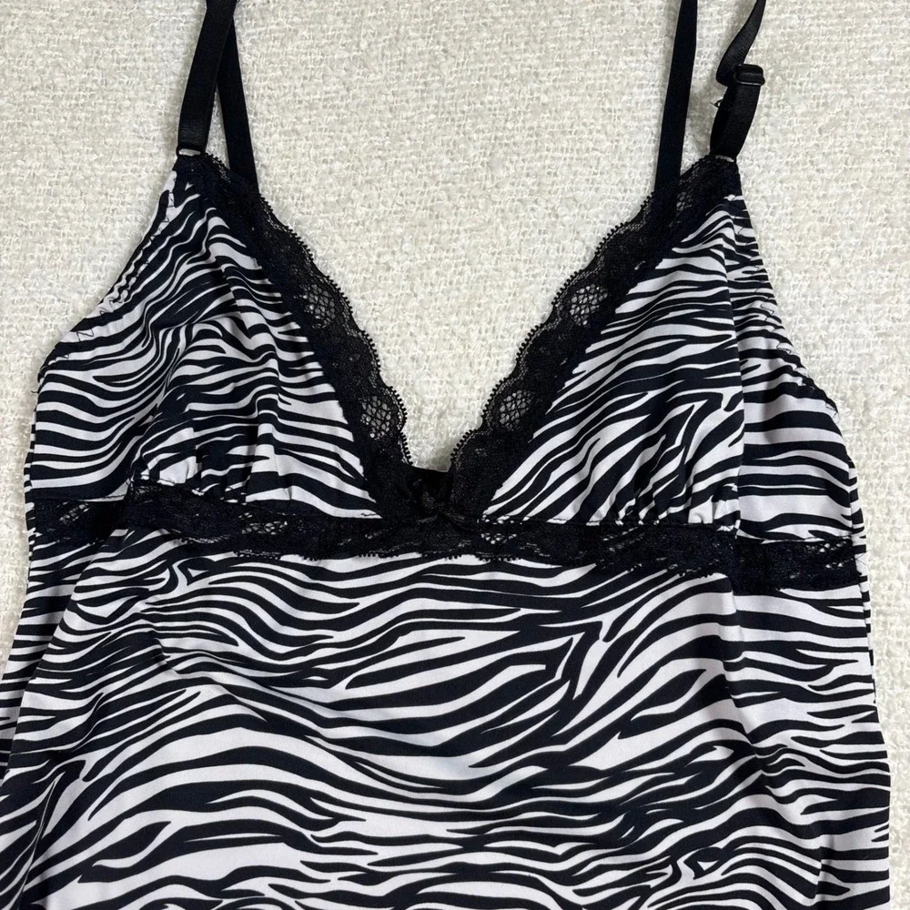 rampage intimates y2k zebra lace bow‎ sleep spaguetti strap dress 2000s coquette